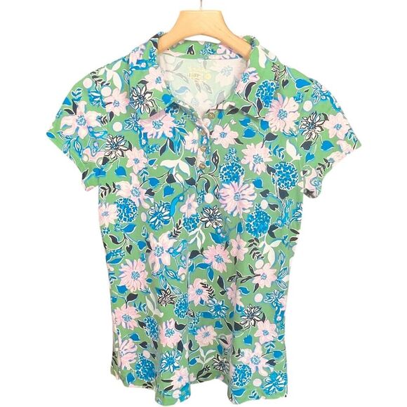 Lilly Pulitzer Luxletic Frida Scallop Polo Spearmint Golf Till You Drop - Picture 3 of 13